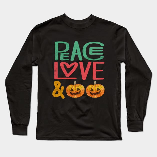 Peace Love Pumpkin Long Sleeve T-Shirt by Abderrahmaneelh